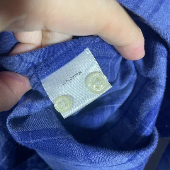 Peter Millar Men's Long Sleeve Plaid Navy Button-Up Shirt 100% Cotton XXL - Picture 5 of 6